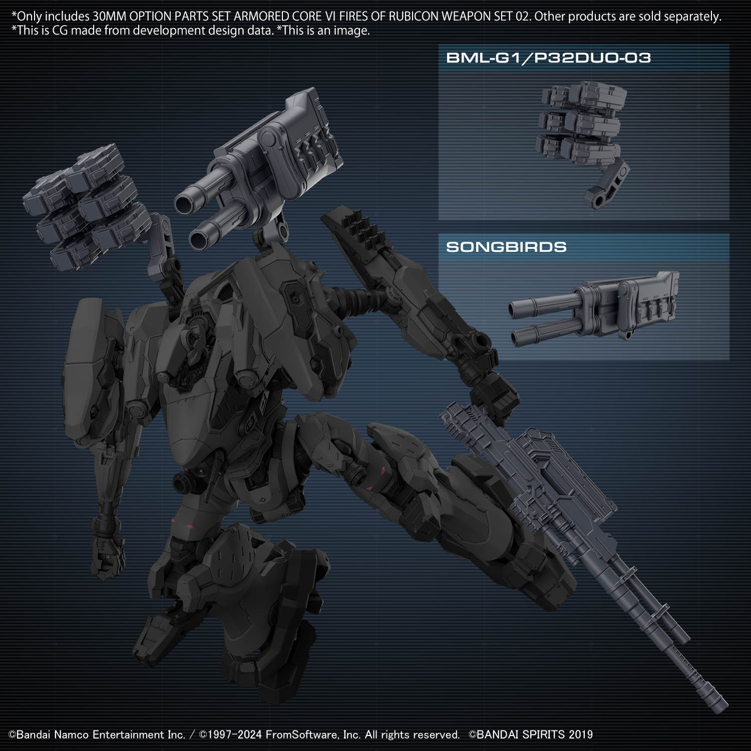 Armored Core VI Fires of Rubicon Option Parts Set Weapon Set 02 30MM Model Kit