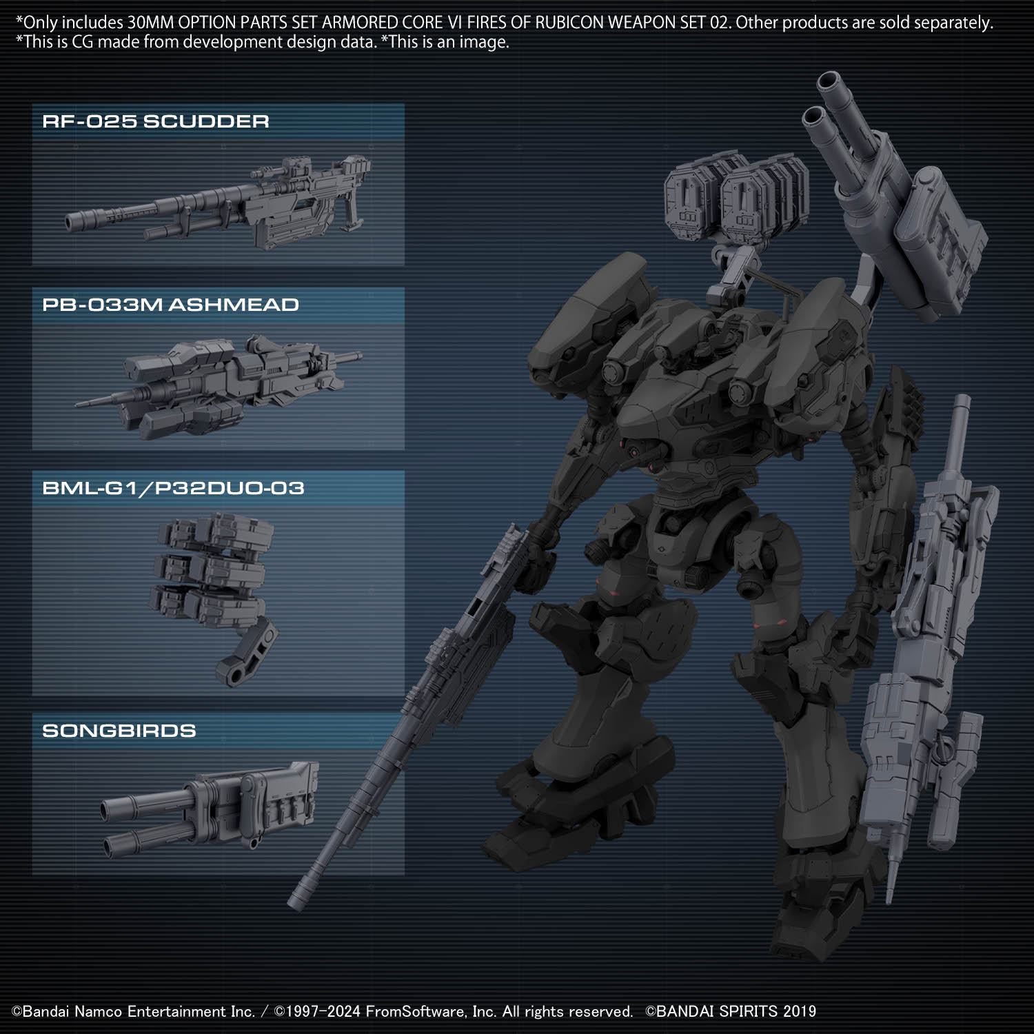 Armored Core VI Fires of Rubicon Option Parts Set Weapon Set 02 30MM Model Kit