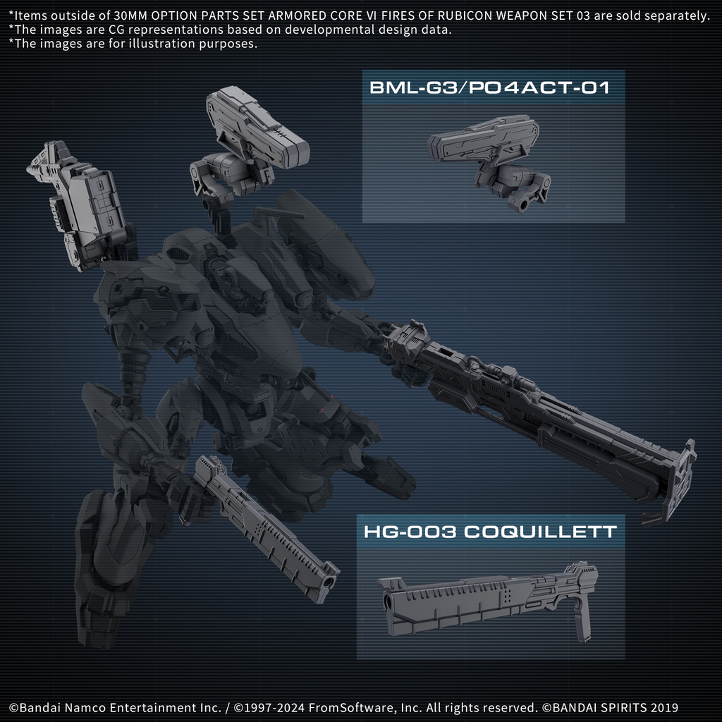 Armored Core VI Fires of Rubicon Option Parts Set Weapon Set 03 30MM Model Kit