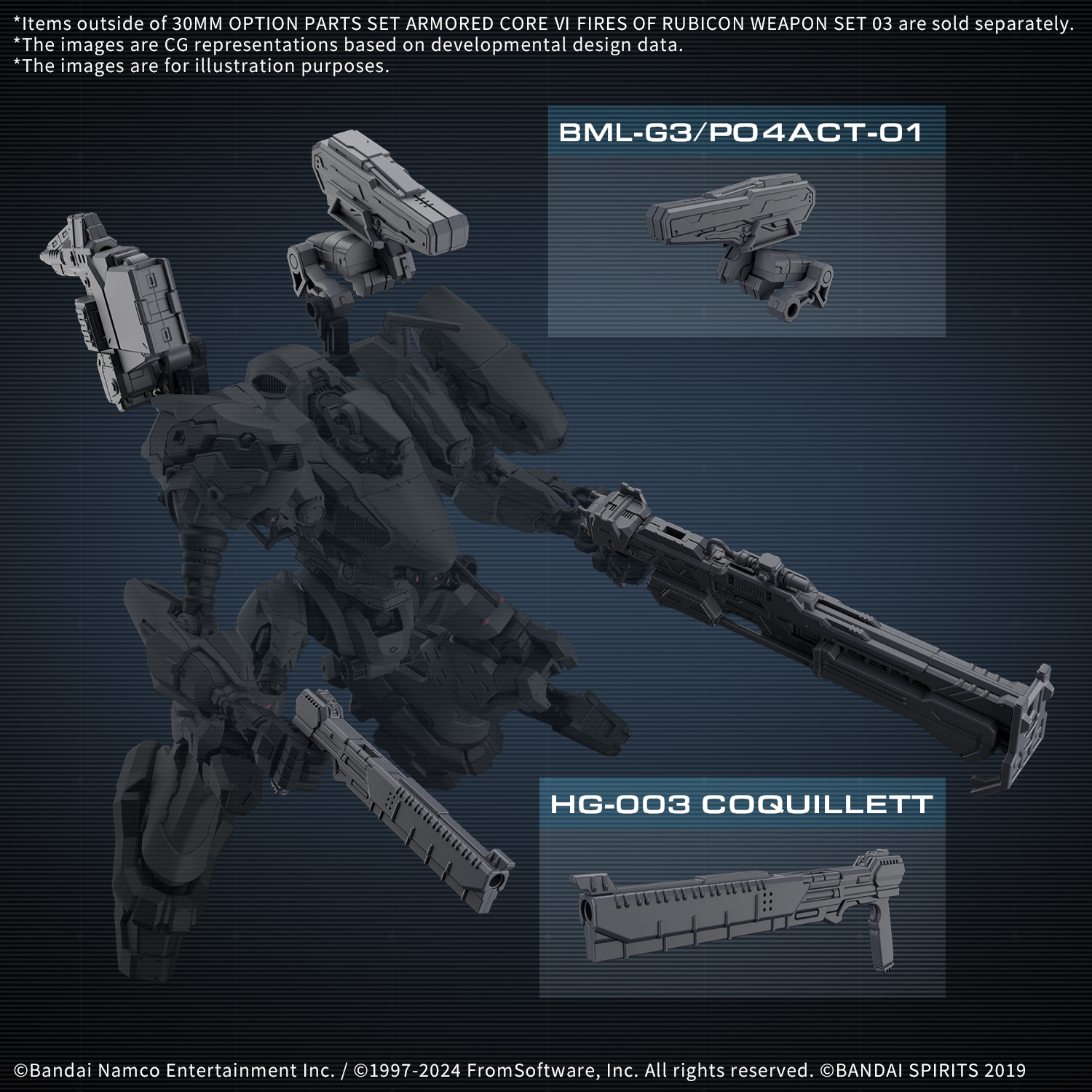 Armored Core VI Fires of Rubicon Option Parts Set Weapon Set 03 30MM Model Kit