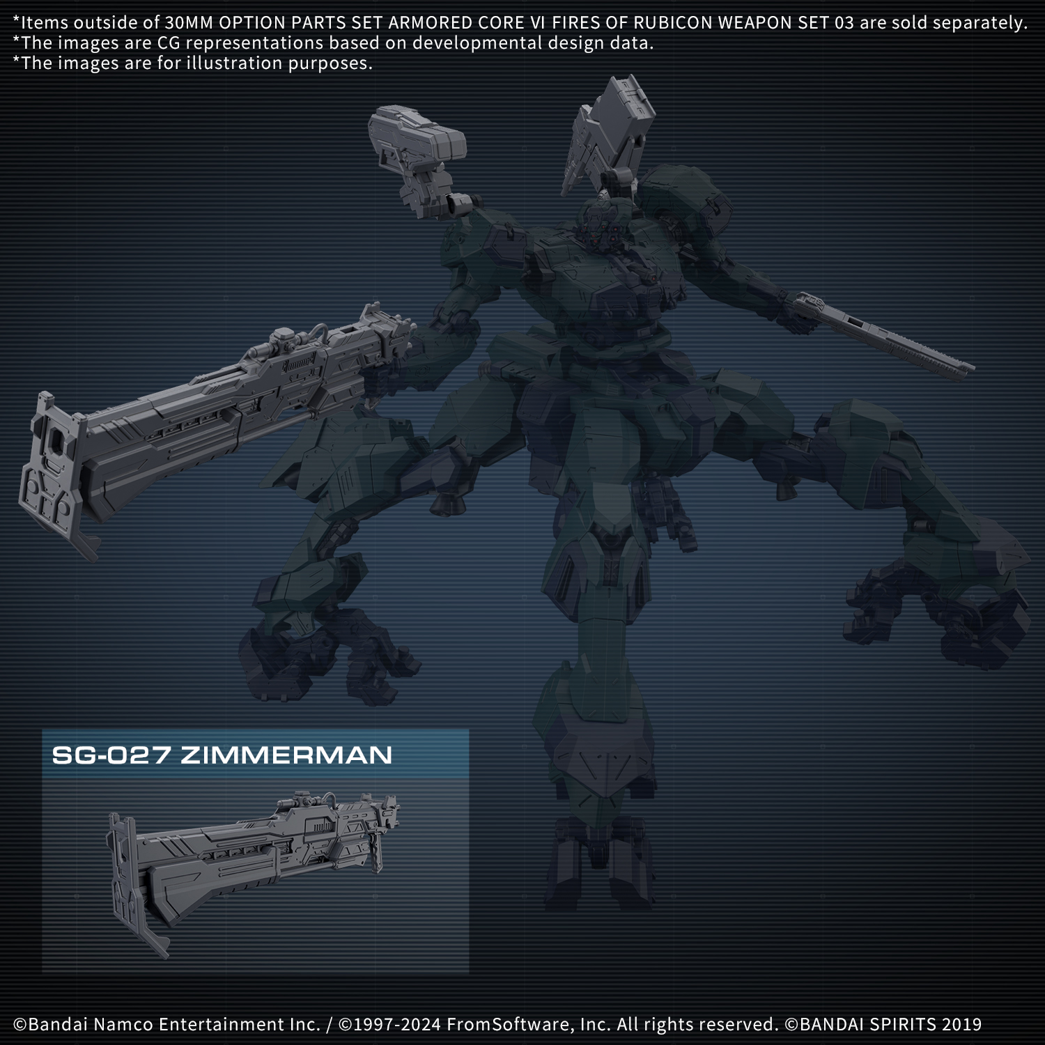 Armored Core VI Fires of Rubicon Option Parts Set Weapon Set 03 30MM Model Kit