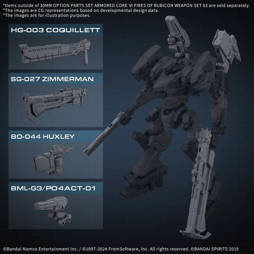 Armored Core VI Fires of Rubicon Option Parts Set Weapon Set 03 30MM Model Kit
