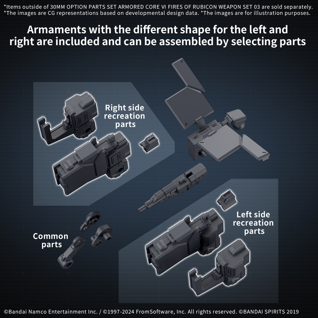 Armored Core VI Fires of Rubicon Option Parts Set Weapon Set 03 30MM Model Kit