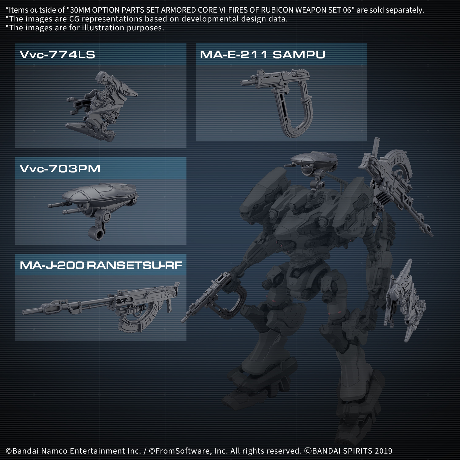 Armored Core VI Fires of Rubicon Option Parts Set Weapon Set 06 30MM Model Kit