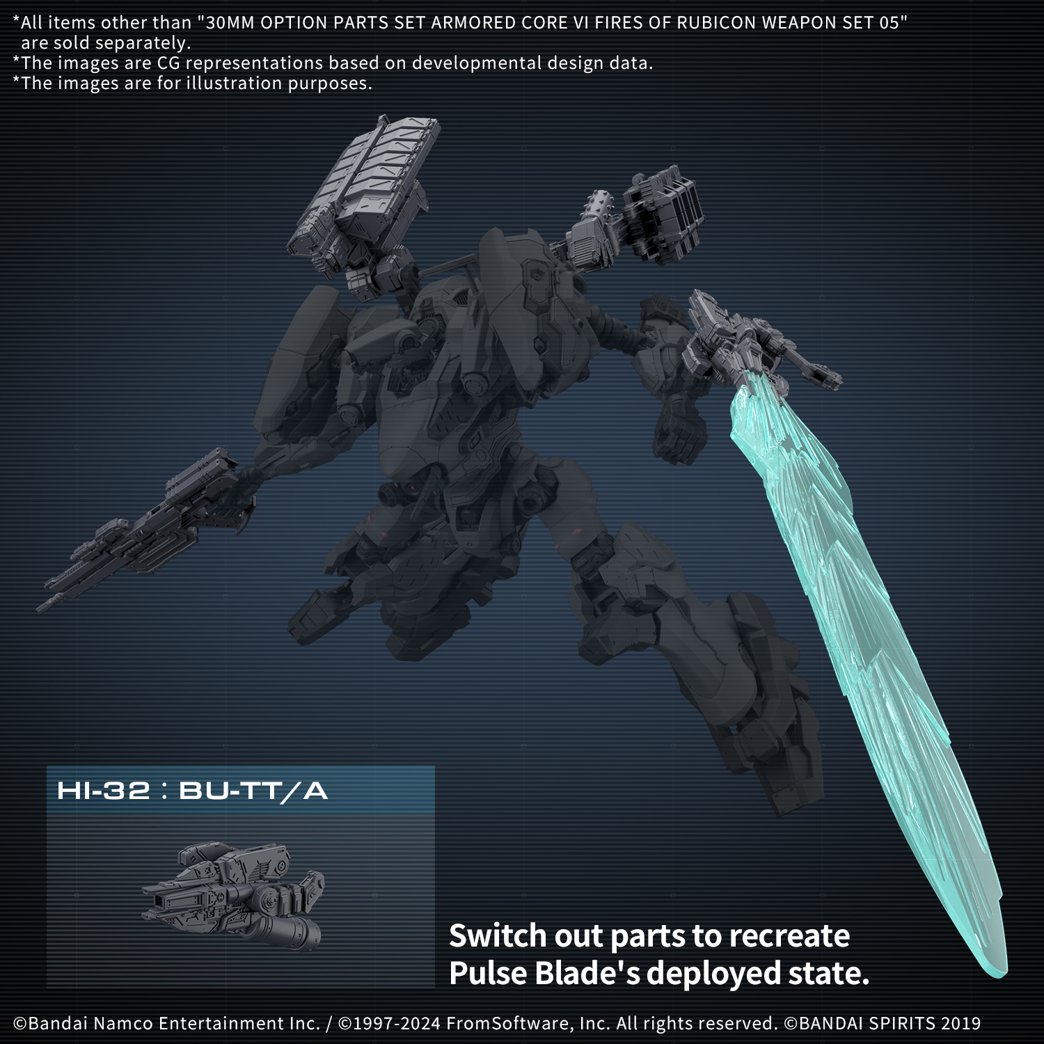 Armored Core VI Fires of Rubicon Option Parts Set Weapon Set 05 30MM Model Kit
