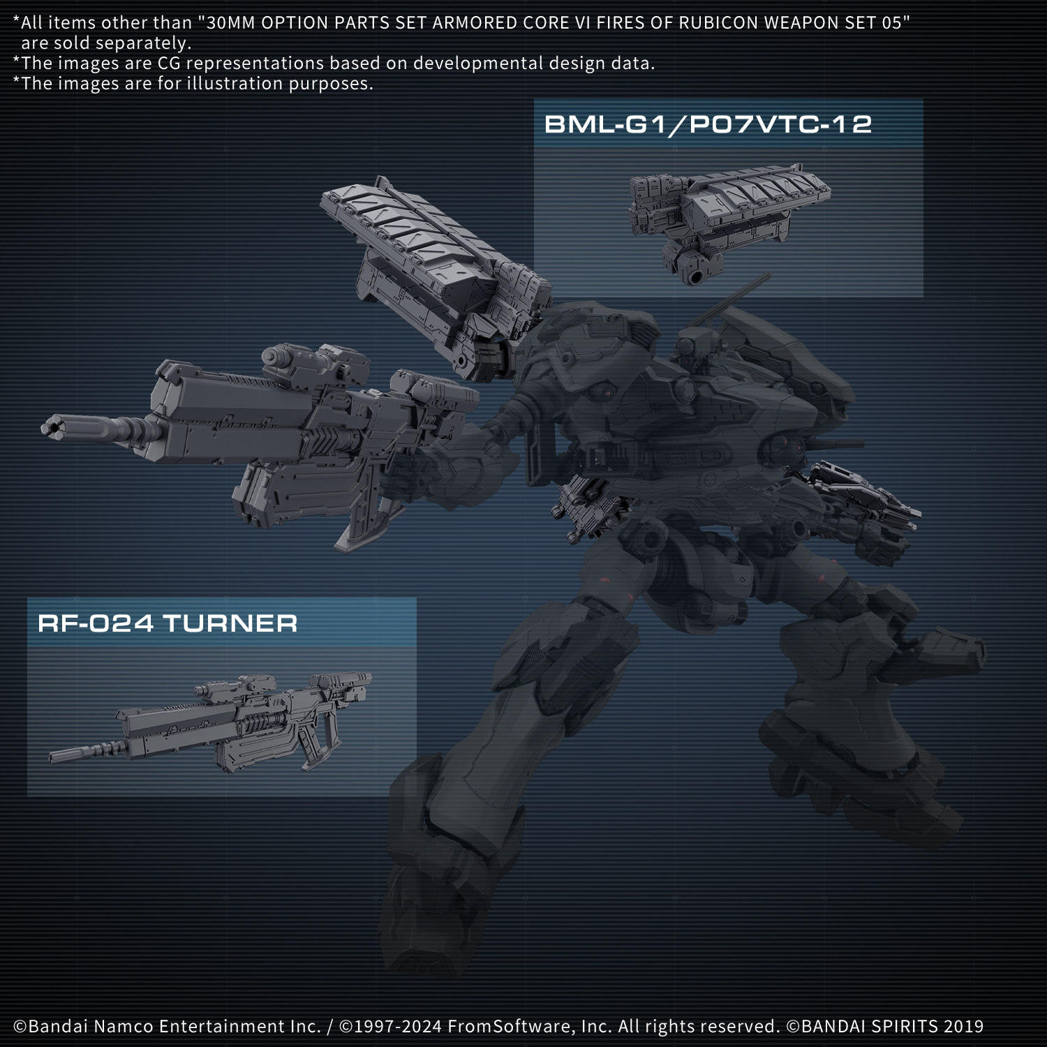 Armored Core VI Fires of Rubicon Option Parts Set Weapon Set 05 30MM Model Kit