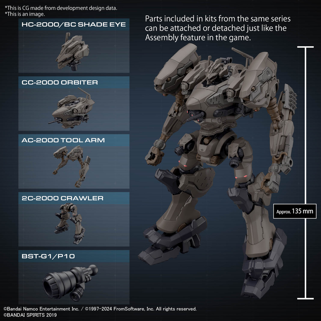 Armored Core VI Fires of Rubicon 30 Minute Missions RaD CC-2000 Orbiter Nightfall Model Kit
