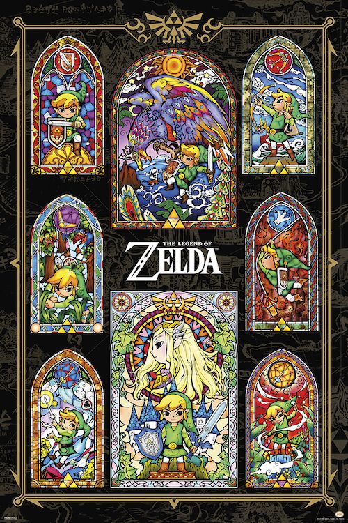 Zelda Stained Glass Collage Poster